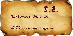 Miklovicz Beatrix névjegykártya